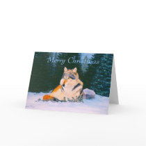Timber Wolf Christmas Blank Card