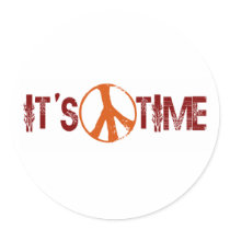 Time For Peace Round Stickers