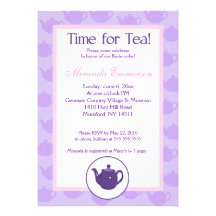 Time for Tea Teapot (Purple) Bridal Shower 5x7 Personalized Announcement
