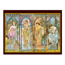 Time of the Day, Alphonse Mucha Post Card