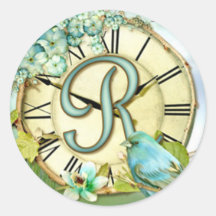 timeless bluebird whimsy initial letter R Sticker