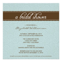 Timeless Bridal Shower Invite (aqua/chocolate)