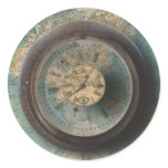 Timepiece World Map Steampunk Clocks Round Sticker