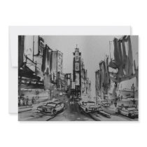 Times Square in Black and White Invitation