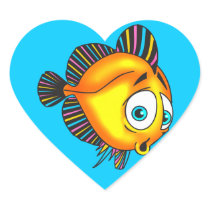 Timid Fish Heart Stickers