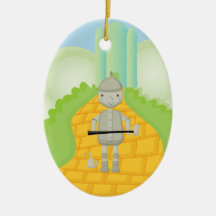 Tin Man on Yellow Brick Road Christmas Ornament