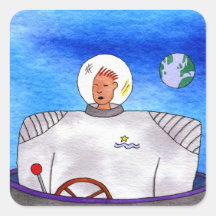 TinCan SpaceMan square Stickers