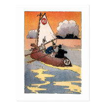 Tinman and Scarecrow in a Boat Postcards