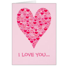 Tiny Hearts Big Heart on Rose Pink Valentines Greeting Cards