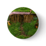 Tiny Wooden House With Mushrooms Pinback Buttons
