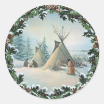 TIPI CAMP SQUAW & BOUGHS by SHARON SHARPE Stickers
