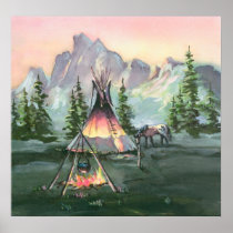 TIPI FIRES by SHARON SHARPE Poster