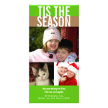 Tis the season bold green brown Christmas greeting Personalized Photo Card