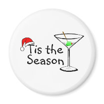 Tis The Season Christmas Martini Refrigerator Magnet