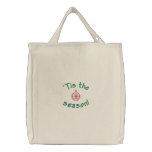 'Tis the Season Embroidered Holiday Tote Bag embroidered bags