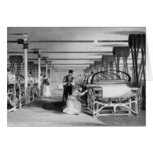 Tissage de métier à tisser de puissance, gravé par carte de vœux