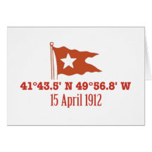 Titanic Sinking GPS Coordinates & White Star Flag Card