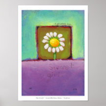 Titled: Sweet Girl - flower caring protect them Print