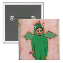 Titled:  The Guy in the Dragon Suit  - fun art Button