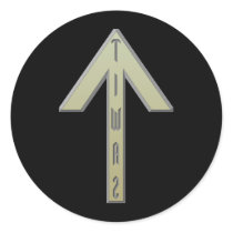 Tiwaz Rune gold Round Sticker