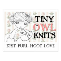 TKYA knit purl hoot love postcard