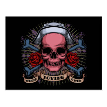 TLC Nurse Skull Postcard