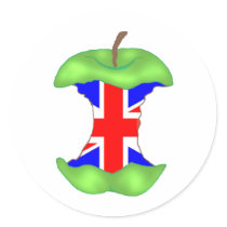 'to the core' union jack round sticker