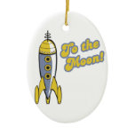 to the moon retro space rocket christmas ornament