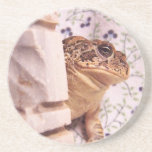 Toad frog marble chess piece prop flowered back drink coasters