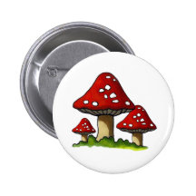 Toadtstools rouge, champignon : Art à main levée Badges