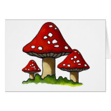 Toadtstools rouge, champignon : Art à main levée Cartes De Vœux