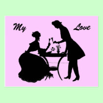 Toast to Love Romantic Victorian Couple Postcard postcards
