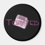 Toasted - Retro Toaster - Pink Fridge Magnets