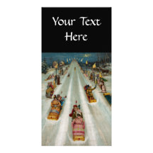 Toboggans On a winter night Customized Photo Card