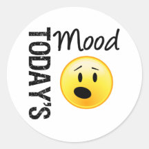 Today's Mood Emoticon OMG Round Stickers