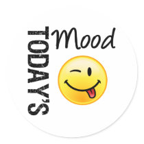 Today's Mood Emoticon Playful Round Sticker