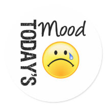 Today's Mood Emoticon Teary Round Stickers
