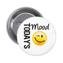 Today's Mood Emoticon Winking Pinback Buttons