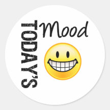 Today's Mood Very Happy Emoticon Round Stickers