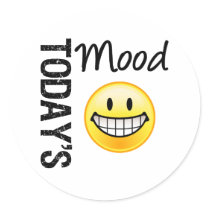 Today's Mood Very Happy Emoticon Round Stickers