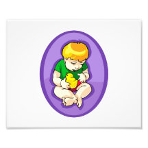 toddler holding chick purple oval.png photographic print