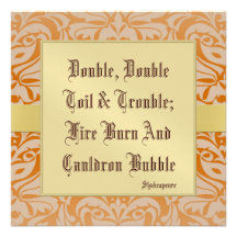 Toil & Trouble Halloween Holiday Gold Invitation