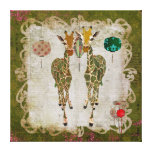 Toile crépusculaire olive de girafes d'or impression sur toile