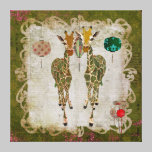 Toile crépusculaire olive de girafes d'or impressions sur toile