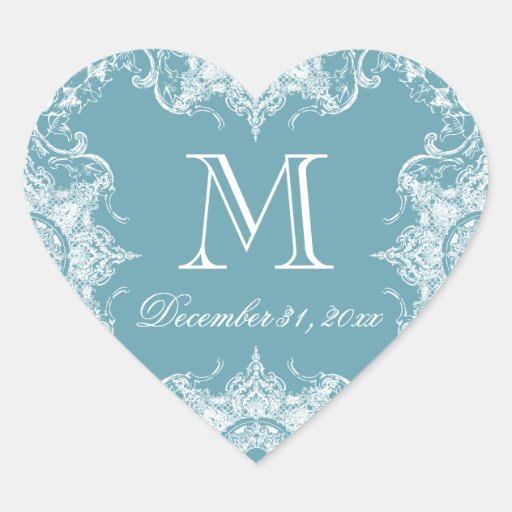 Toile Damask Swirl Matching Sticker Slate Blue