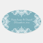 Toile Damask Swirl Matching Sticker Slate Blue