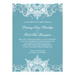 Toile Damask Swirl Wedding Invite Slate Blue