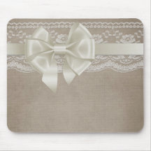 Toile de jute et dentelle vintages rustiques tapis de souris