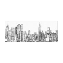 Toile d'encre d'horizon de New York Impression Sur Toile
