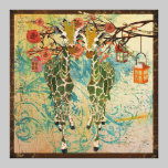 Toile d'or de roseraie de girafes impressions sur toile